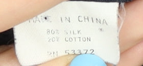 French Connection Women's Blue L Silk Blend V-Neck Jumper