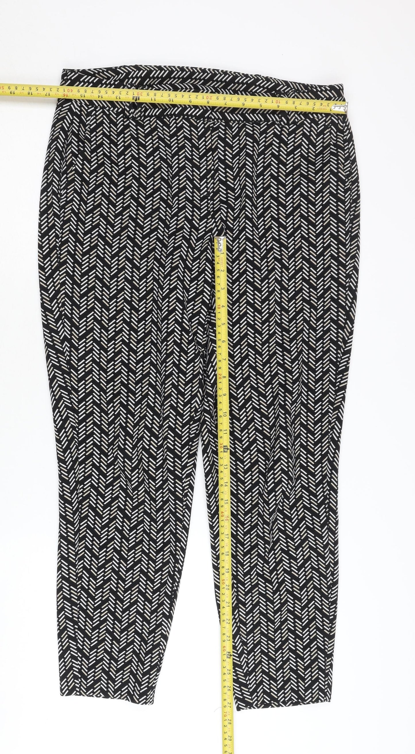 Dorothy Perkins Women’s Black Geometric Tapered Trousers Size 12