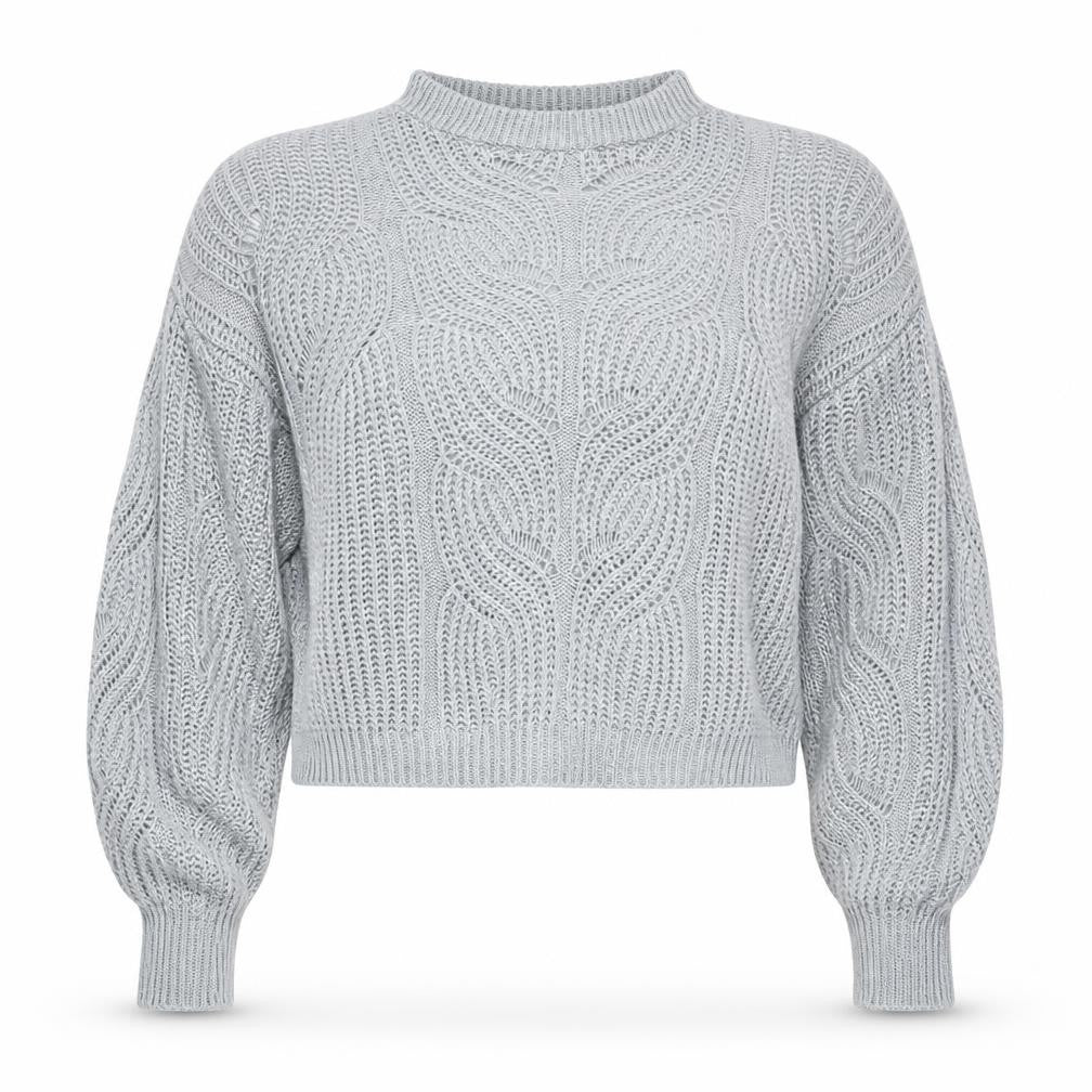 Front view of Oasis Women’s Grey Cable-Knit Mock Neck jumper S