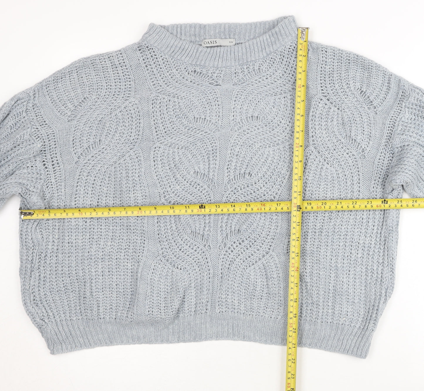 Oasis Women’s Grey Cable-Knit Mock Neck Pullover Jumper S