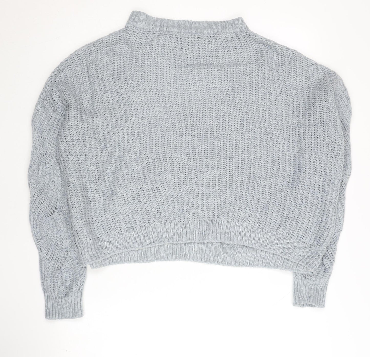 Oasis Women’s Grey Cable-Knit Mock Neck Pullover Jumper S