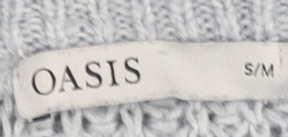 Oasis Women’s Grey Cable-Knit Mock Neck Pullover Jumper S