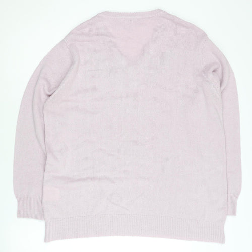 Damart Women's Purple Plus Size 22 V-Neck Cable-Knit Jumper