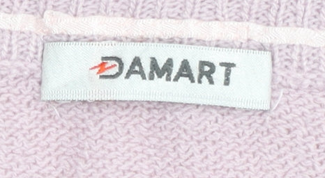 Damart Women's Purple Plus Size 22 V-Neck Cable-Knit Jumper