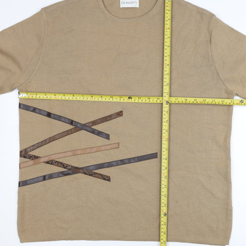 Chianti Women’s Beige Merino Wool Blend Pullover Jumper XL