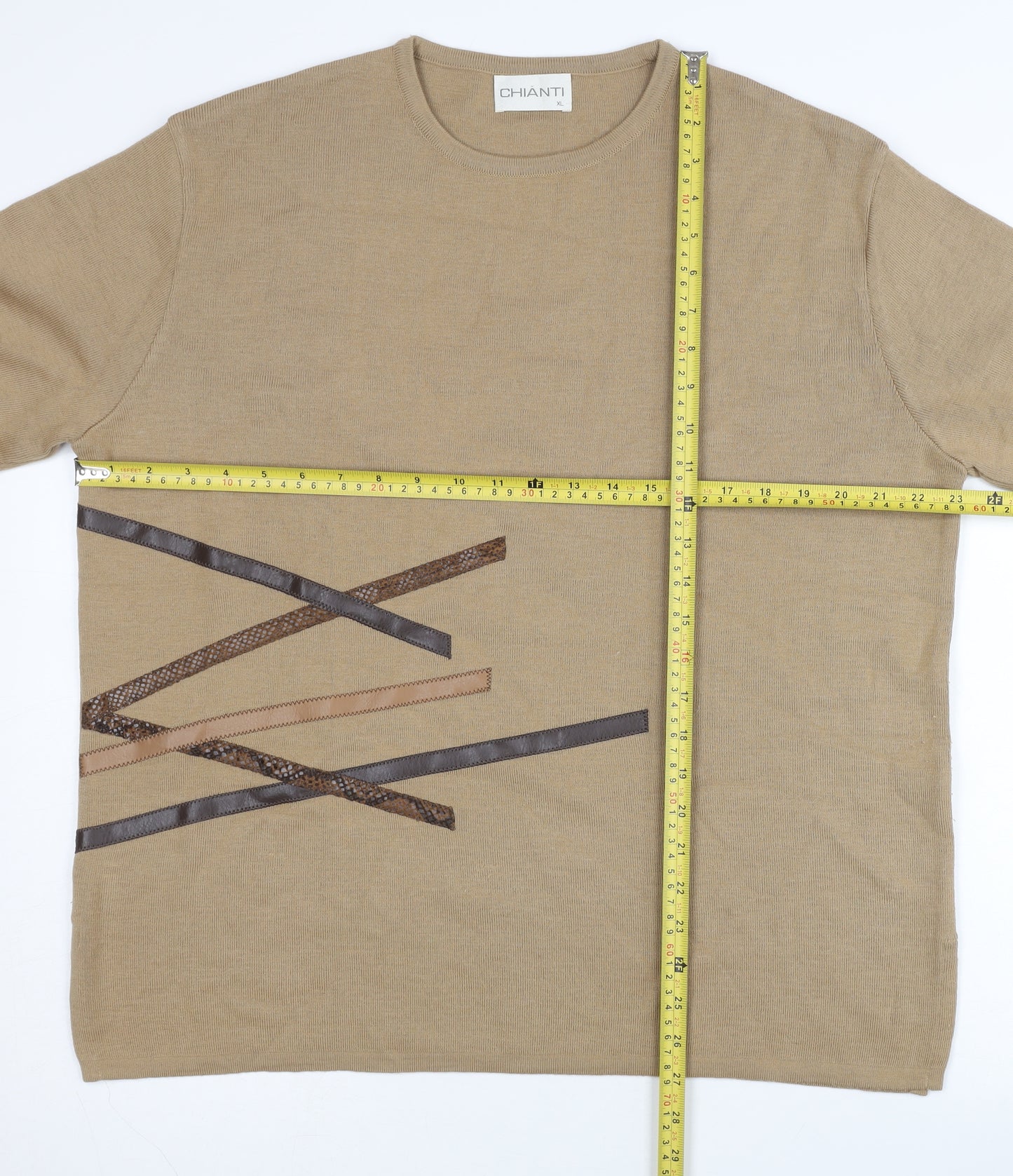Chianti Women’s Beige Merino Wool Blend Pullover Jumper XL