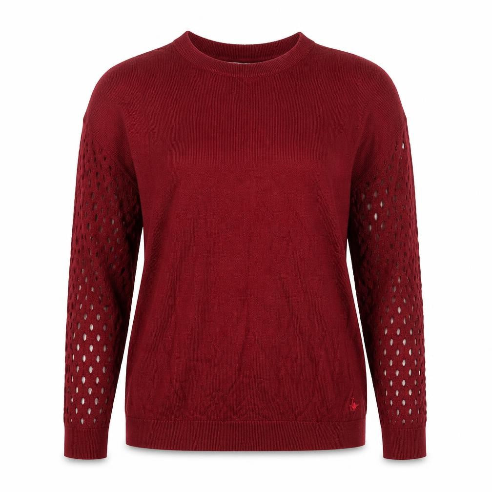Jack Wills Women's Red Size 8 Crew Neck Crochet Sleeve Jumper
