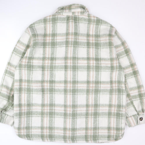 New Look Women’s Green Check Shacket Jacket Size 18 Collared Mid-Length