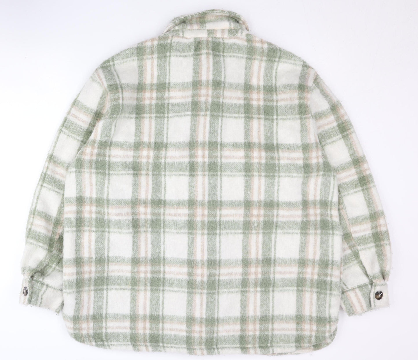 New Look Women’s Green Check Shacket Jacket Size 18 Collared Mid-Length