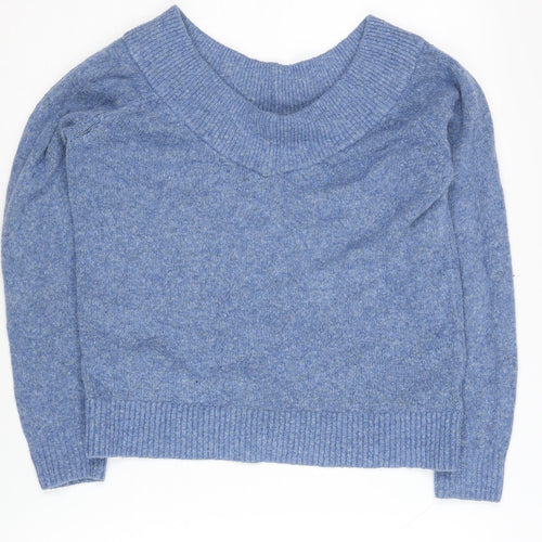 H&M Women’s Blue Boat Neck Pullover Jumper Size M Regular Fit Knit