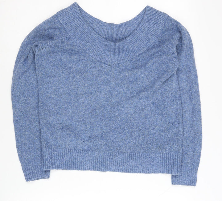 H&M Women’s Blue Boat Neck Pullover Jumper Size M Regular Fit Knit