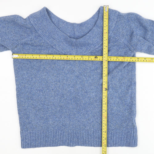 H&M Women’s Blue Boat Neck Pullover Jumper Size M Regular Fit Knit