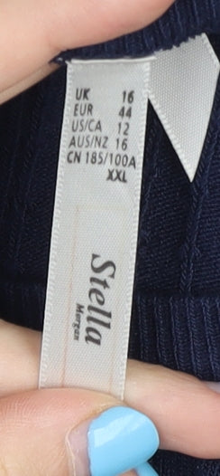 Stella Morgan Women's Blue Size 16 Flared Sleeve Knit Pullover Jumper