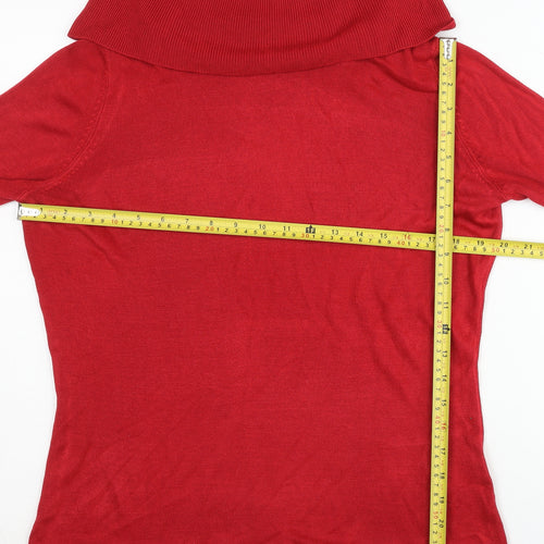 Marks and Spencer Women’s Red Cowl Neck Jumper Size 16