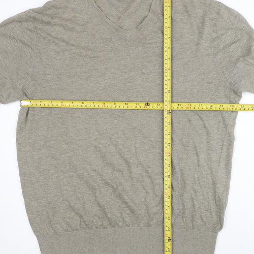 Tommy Hilfiger Men’s Beige XL V-Neck Pullover Jumper Cotton Wool Knit