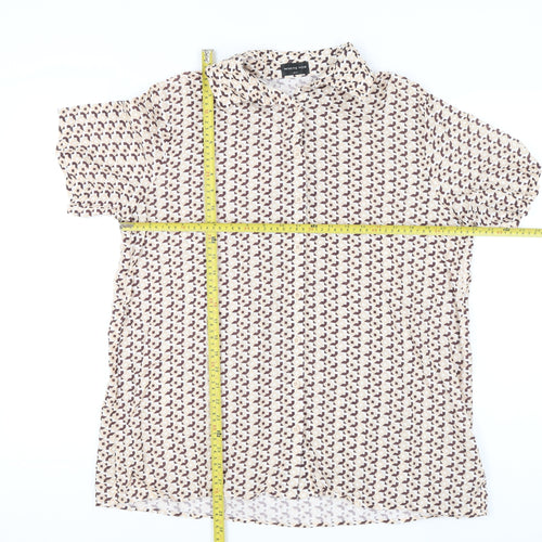 White Fox Women's Multicoloured XS Linen Blend Geometric Button-Up Shirt