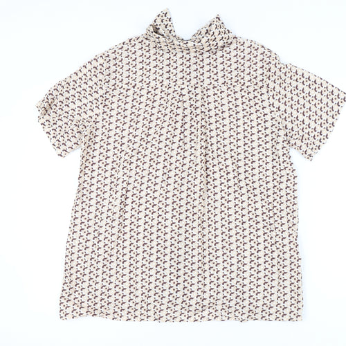 White Fox Women's Multicoloured XS Linen Blend Geometric Button-Up Shirt