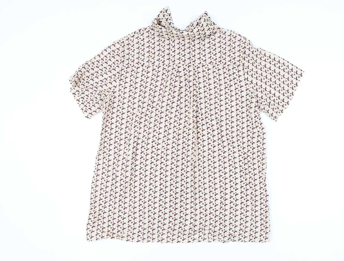 White Fox Women's Multicoloured XS Linen Blend Geometric Button-Up Shirt