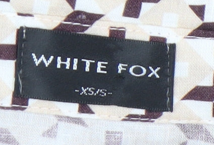 White Fox Women's Multicoloured XS Linen Blend Geometric Button-Up Shirt