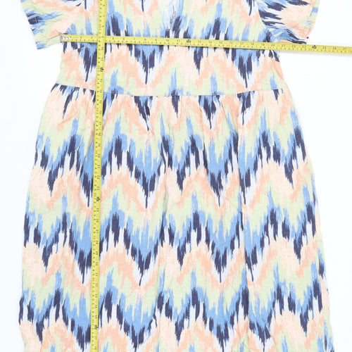 Next Petite Women's Multicoloured Linen Blend Shift Dress Size 18