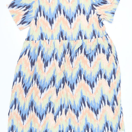 Next Petite Women's Multicoloured Linen Blend Shift Dress Size 18