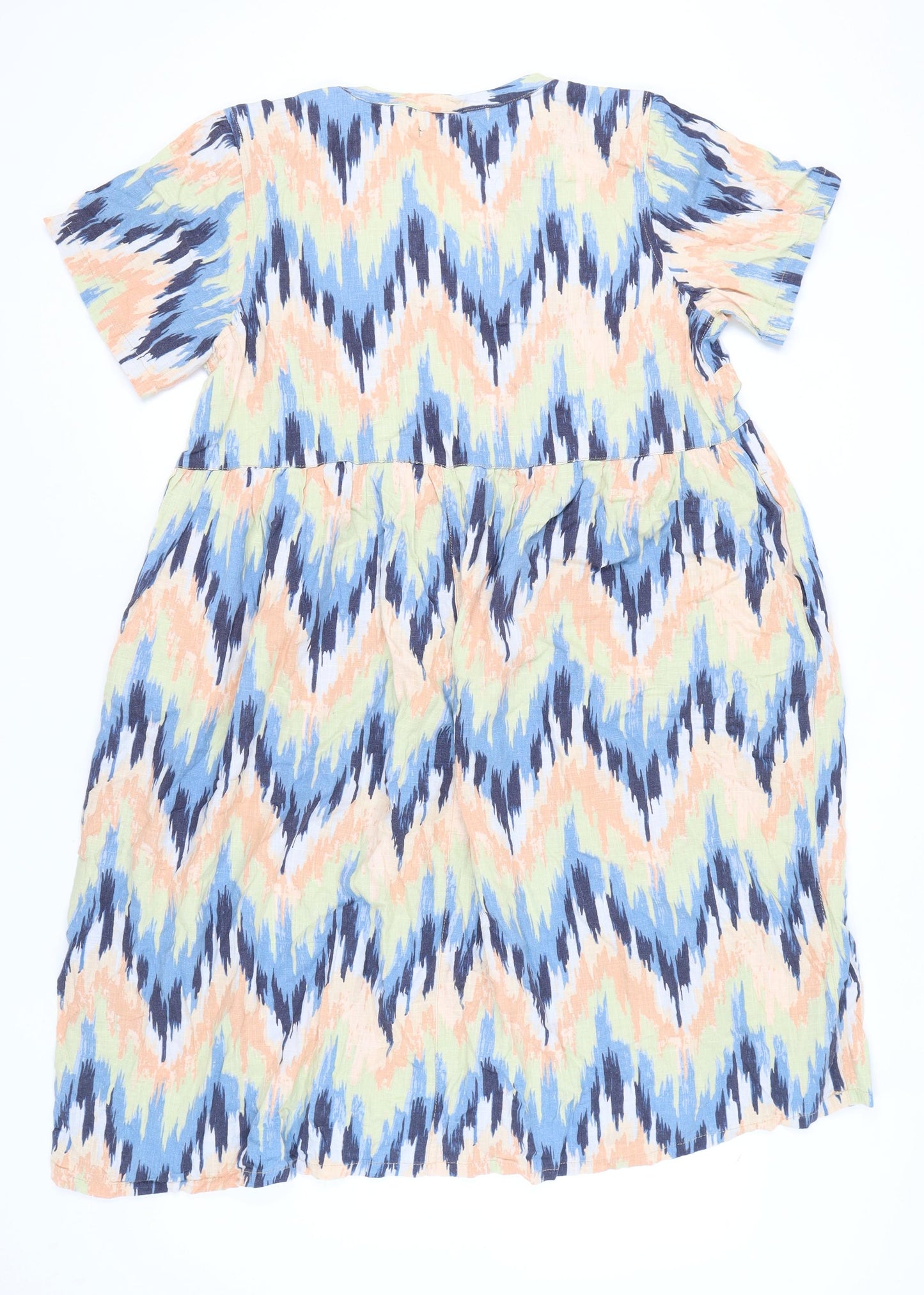 Next Petite Women's Multicoloured Linen Blend Shift Dress Size 18