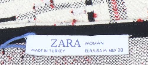 Zara Women Ivory Check Lace Trim Camisole Top Size 12