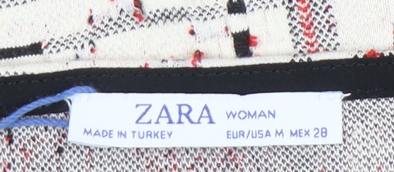 Zara Women Ivory Check Lace Trim Camisole Top Size 12