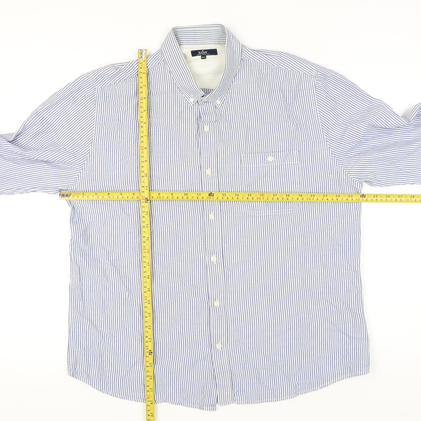 EASY Mens Blue Striped Cotton Long Sleeve Button-Up Shirt XL Regular Fit