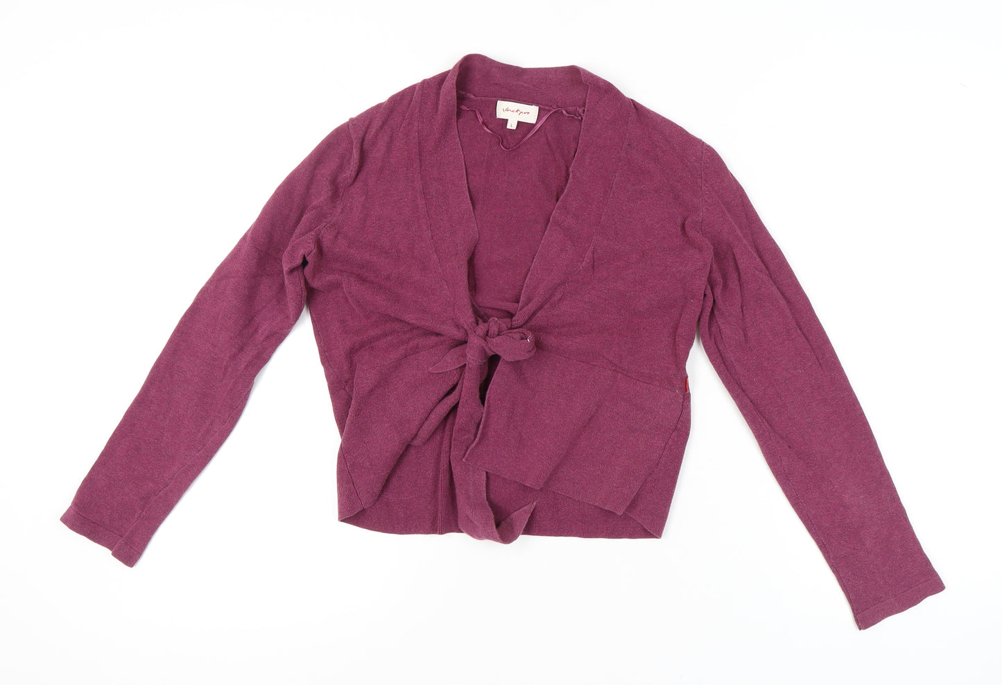 Jackpot Women's Purple Cotton Tie Front Cardigan L