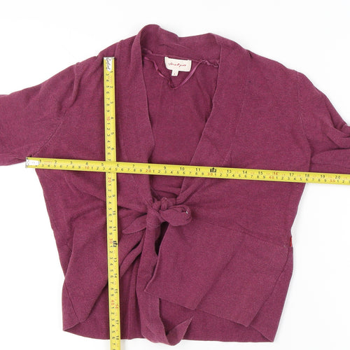Jackpot Women's Purple Cotton Tie Front Cardigan L