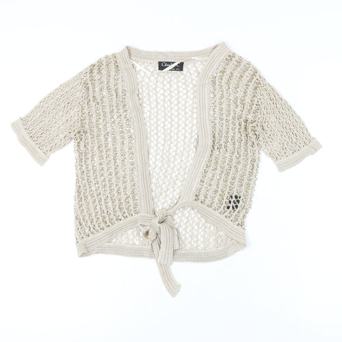 Claudia.C Women Beige Crochet Kimono Blouse M Viscose Summer Lightweight
