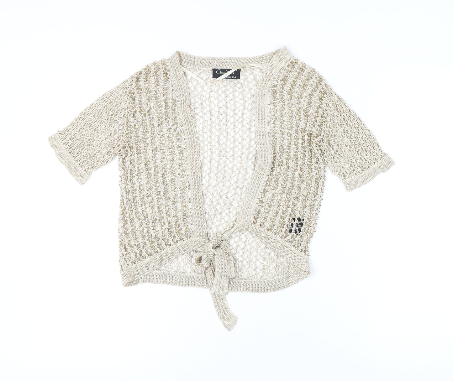 Claudia.C Women Beige Crochet Kimono Blouse M Viscose Summer Lightweight