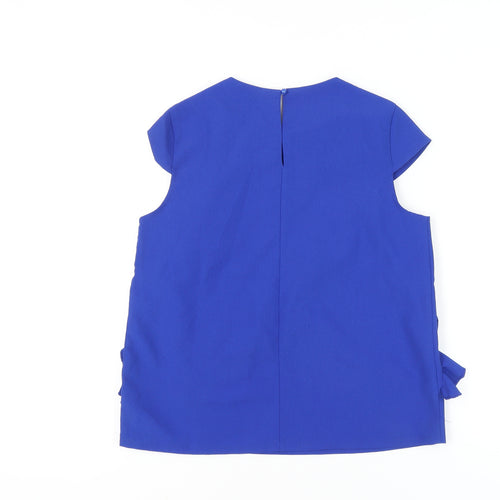 Coast Women's Blue Ruffle Pleat Blouse UK 10 Sleeveless Summer Top