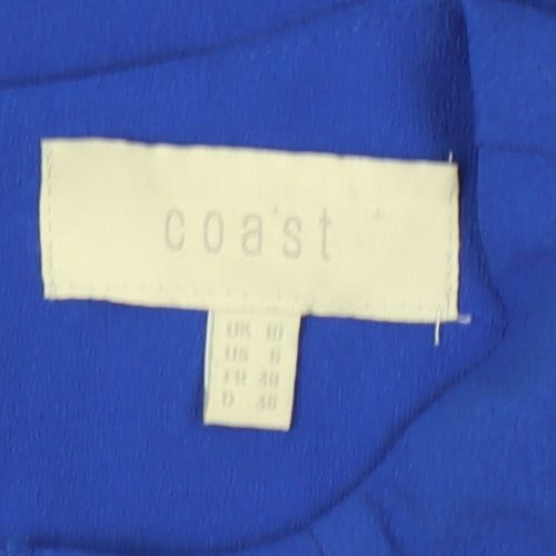 Coast Women's Blue Ruffle Pleat Blouse UK 10 Sleeveless Summer Top