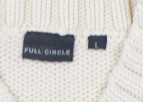 Full Circle Men's Ivory Cotton V-Neck Pullover Jumper L