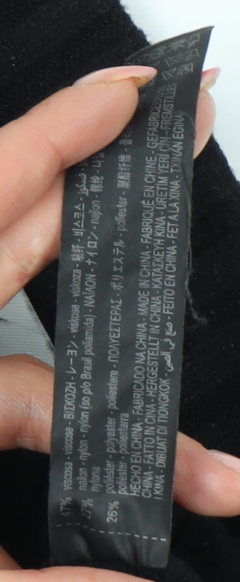 Zara Women’s Black Rib-Knit Mock Neck Pullover Jumper Size 12