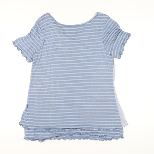 Klass Women's Blue Striped Scoop Neck T-Shirt Size S