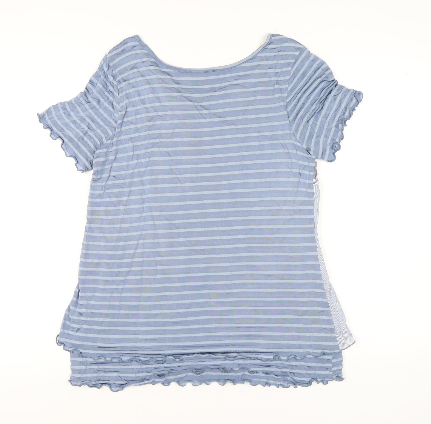 Klass Women's Blue Striped Scoop Neck T-Shirt Size S