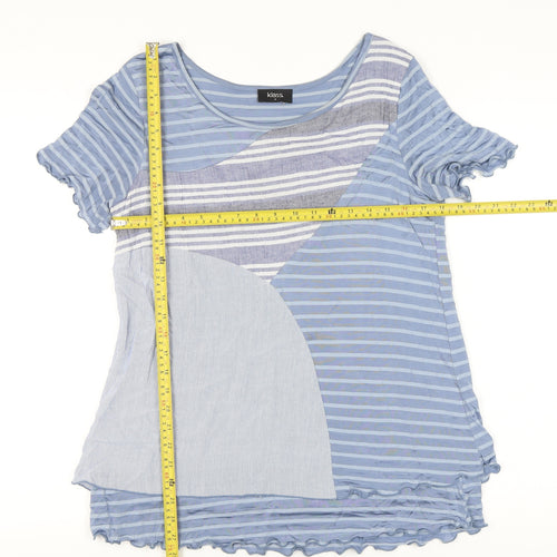 Klass Women's Blue Striped Scoop Neck T-Shirt Size S