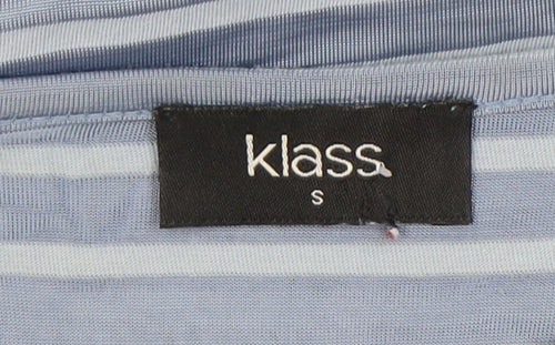Klass Women's Blue Striped Scoop Neck T-Shirt Size S