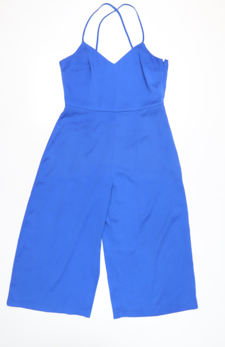 ASOS Women’s Blue Wide-Leg Jumpsuit Size 12 V-Neck Sleeveless Summer