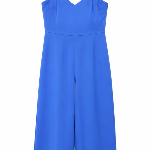 ASOS Women’s Blue Wide-Leg Jumpsuit Size 12 V-Neck Sleeveless Summer