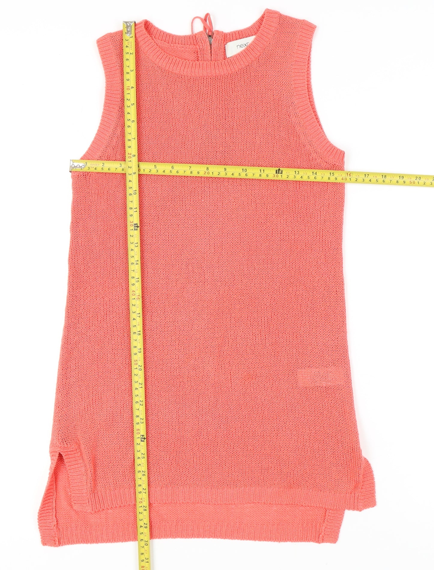 Next Womens Pink Cotton Sleeveless Tunic Tank Top Size 10