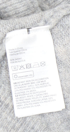 H&M Women’s Grey Beaded Crew Neck Pullover Jumper XL