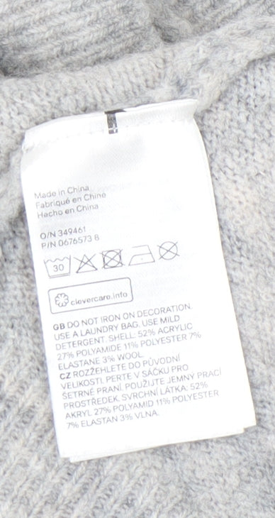 H&M Women’s Grey Beaded Crew Neck Pullover Jumper XL