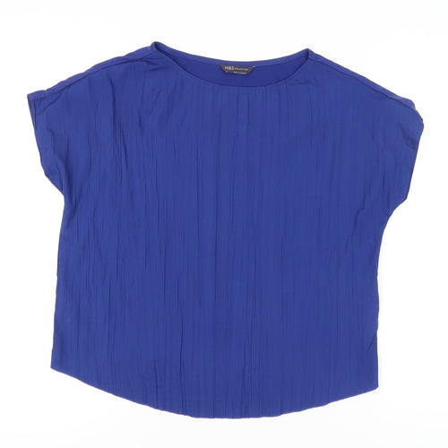 Marks and Spencer Women’s Blue Size 12 Basic Short Sleeve Blouse
