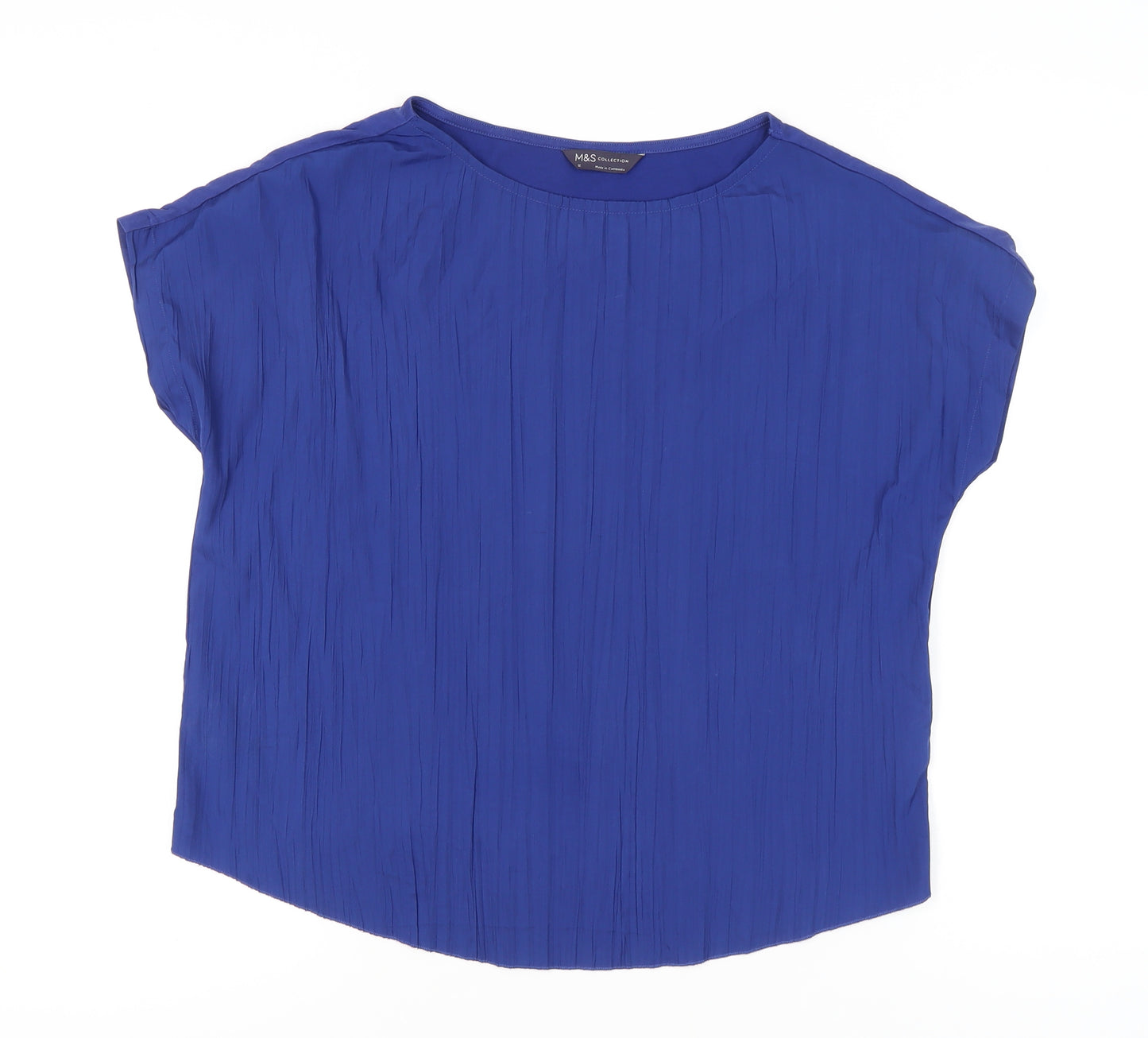 Marks and Spencer Women’s Blue Size 12 Basic Short Sleeve Blouse