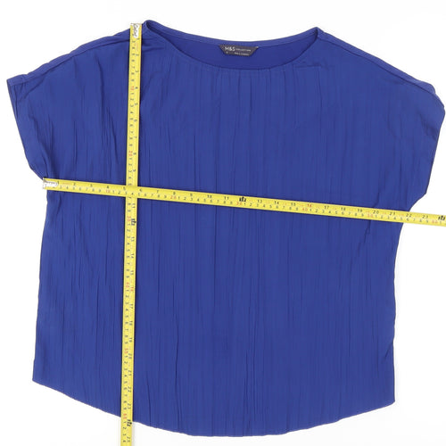 Marks and Spencer Women’s Blue Size 12 Basic Short Sleeve Blouse
