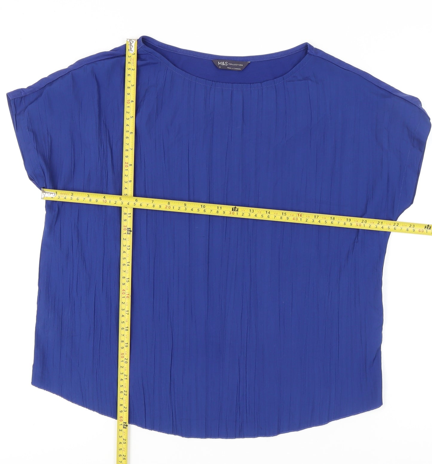 Marks and Spencer Women’s Blue Size 12 Basic Short Sleeve Blouse